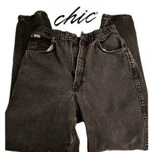 Vintage 80s CHIC Black Denim Jeans made in USA -EUC- Sz 10 tall TV Film Wardrobe
